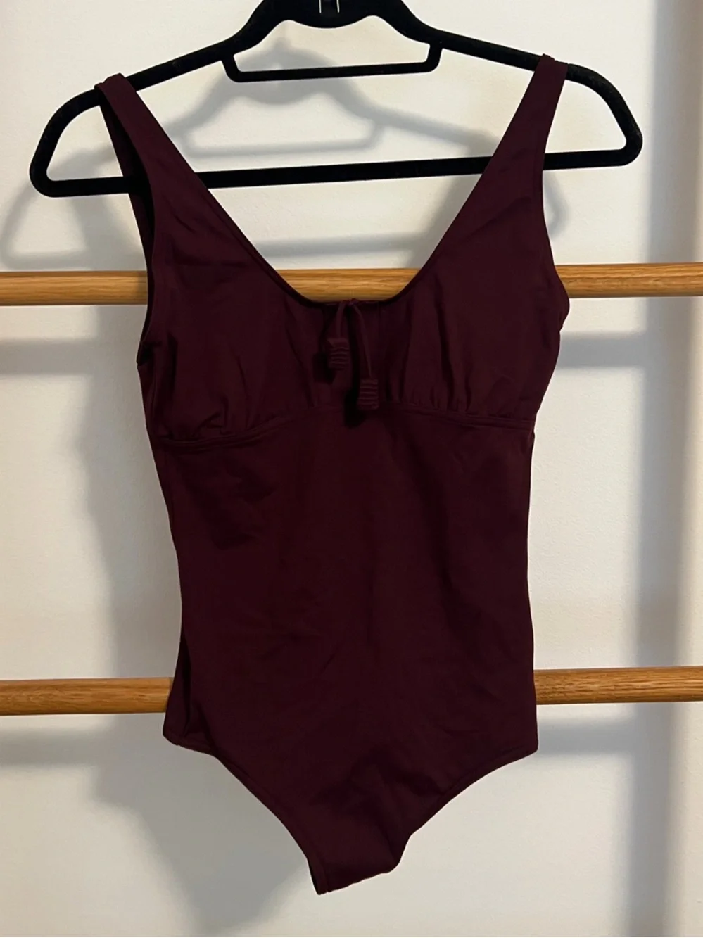 ERES Paris Deep Wine Burgundy Tie Front V-Neck One Piece Swimsuit